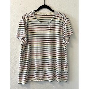 Marine Layer Women's T-Shirt XL Rainbow Striped Short Sleeve Crewneck Tee